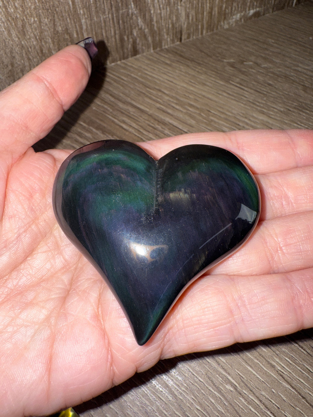 Rainbow Obsidian heart H9-purple blue green
