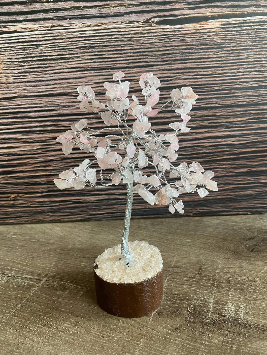 Silver rose Quartz tree